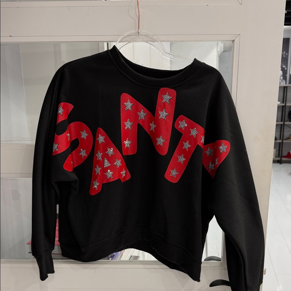 Black Sweatshirt with Red Star Lettering